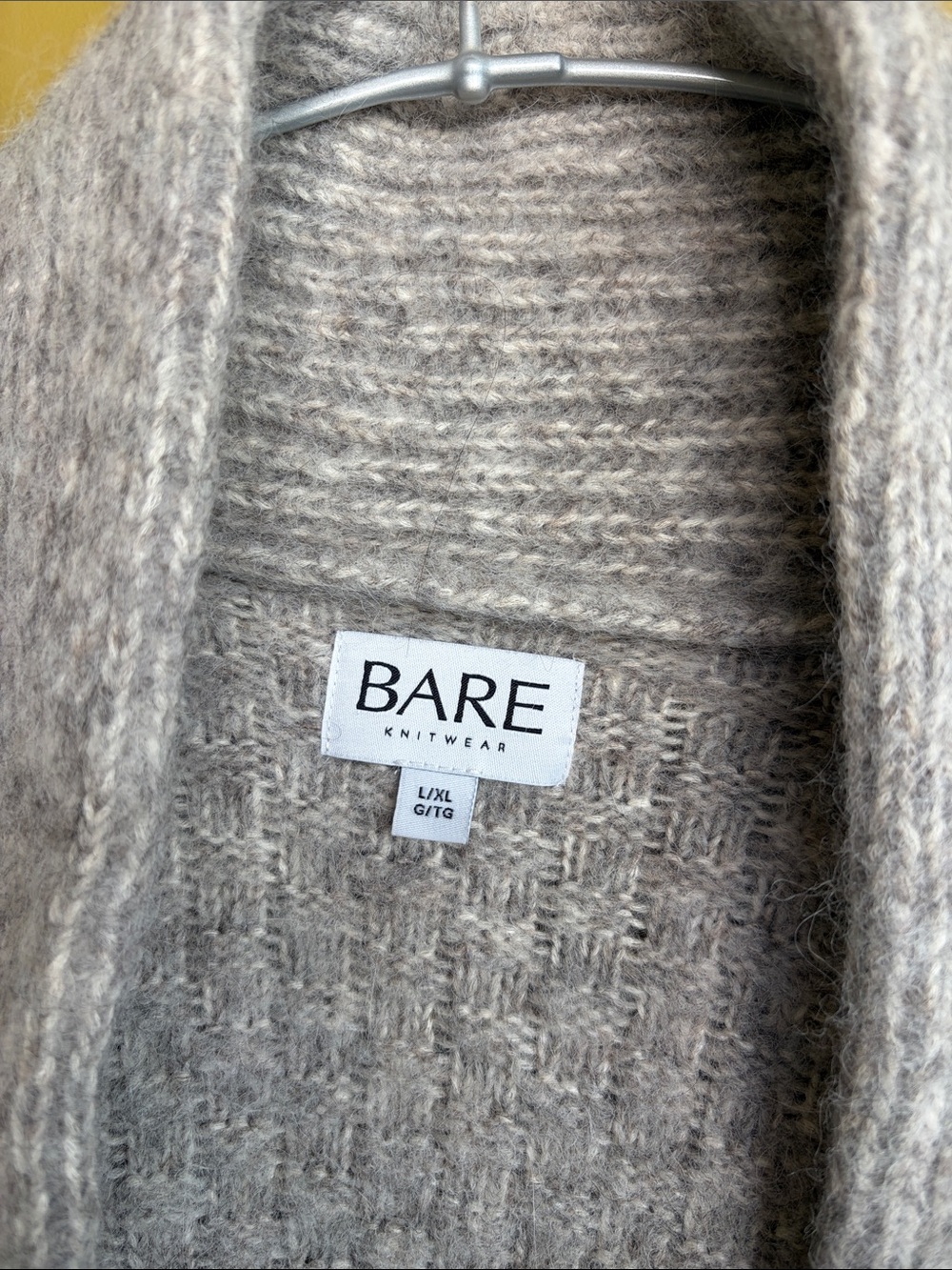 BARE knitwear Taupe Heather Shawl Collar Button Cardigan - Picture 2 of 3